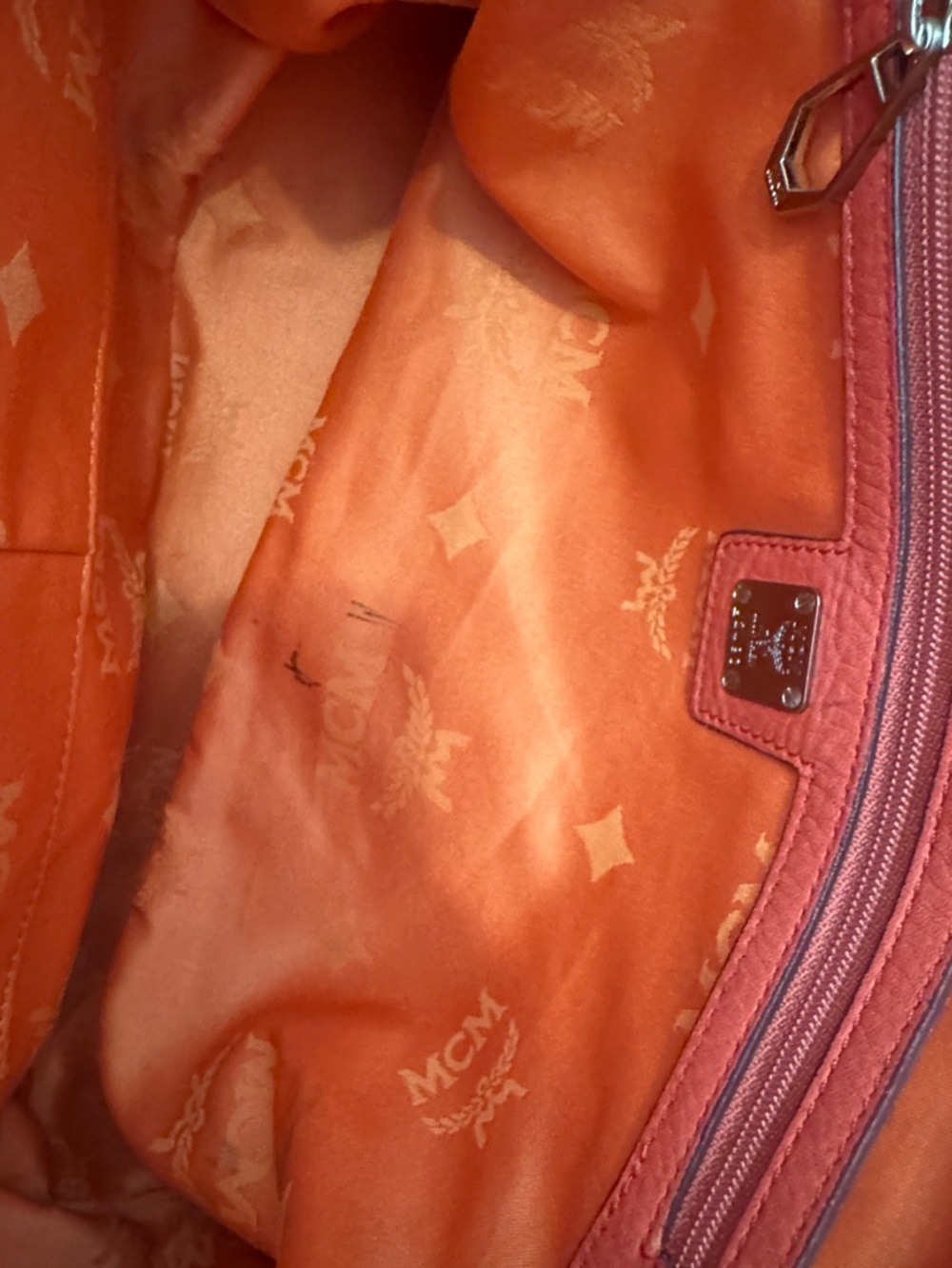MCM orange Leather Shoulder Tote with Top Handles - Picture 9 of 14